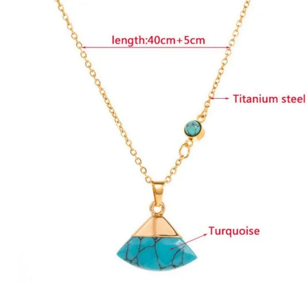 Coastal Cowgirl Turquoise 18k Gold Plated Titanium Steel Pendant Necklace - Picture 4 of 7